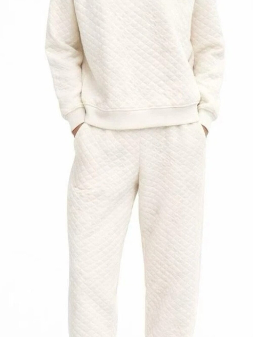 Lands' End Cream Quilted Womens Pajama Set
